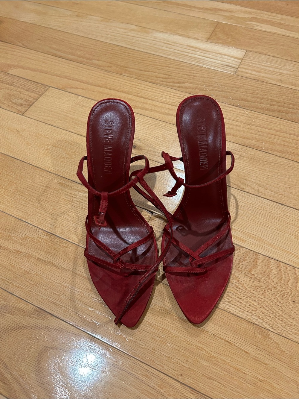 Steve Madden Crimson Strappy Pointed-Toe Heels